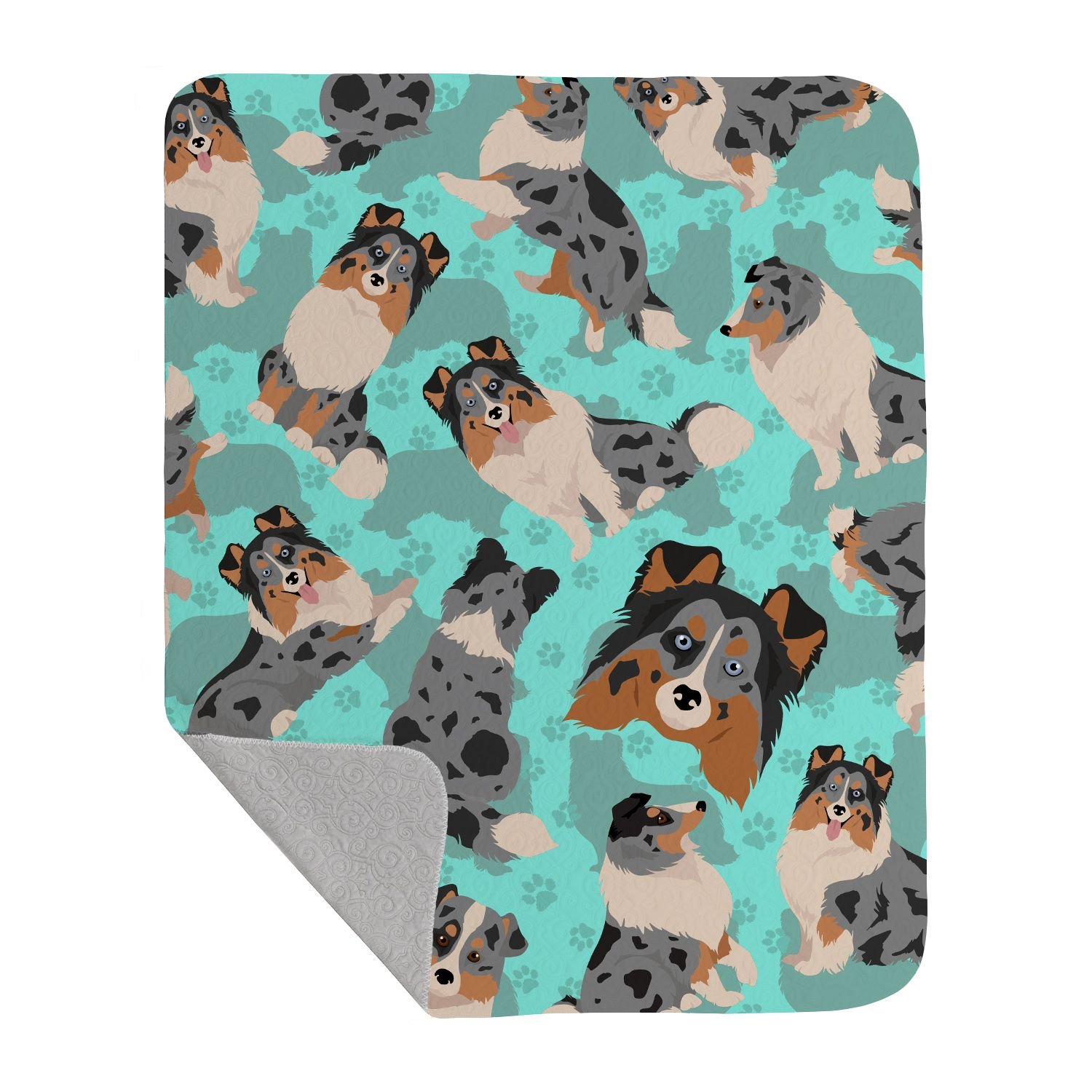 Blue Merle Sheltie Quilted Blanket 50x60 Artwork Pattern Quilted Throw Blanket for Bed, Couch, Sofa, Soft and Lightweight