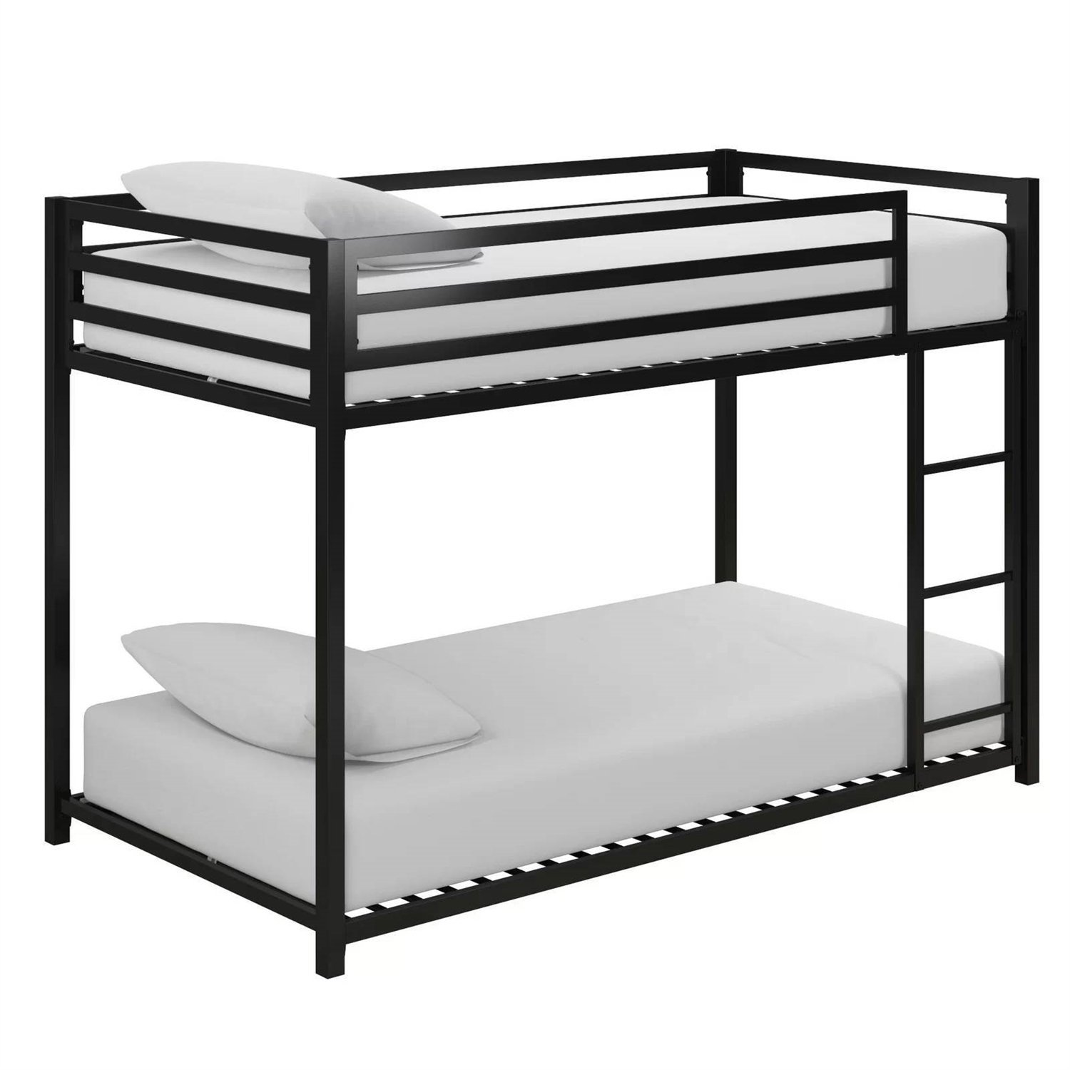 Modern Low Height Metal Bunk Bed (Color: Black, size: Twin Over Twin)