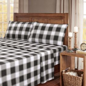 Kathy Ireland 100% Turkish Cotton Flannel Sheet Set (Color: Gingham Plaid, size: Cal King)