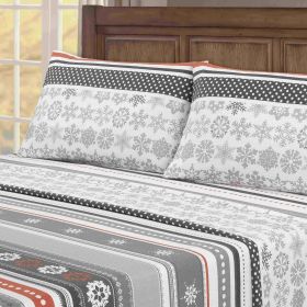 Kathy Ireland 100% Turkish Cotton Flannel Sheet Set (Color: Holiday Flurries, size: King)
