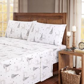 Kathy Ireland 100% Turkish Cotton Flannel Sheet Set (Color: Christmas Deer, size: Cal King)
