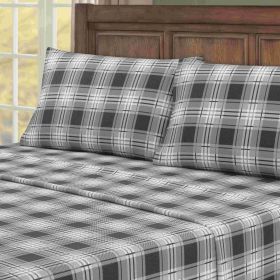 Kathy Ireland 100% Turkish Cotton Flannel Sheet Set (Color: Eden Plaid, size: Full)